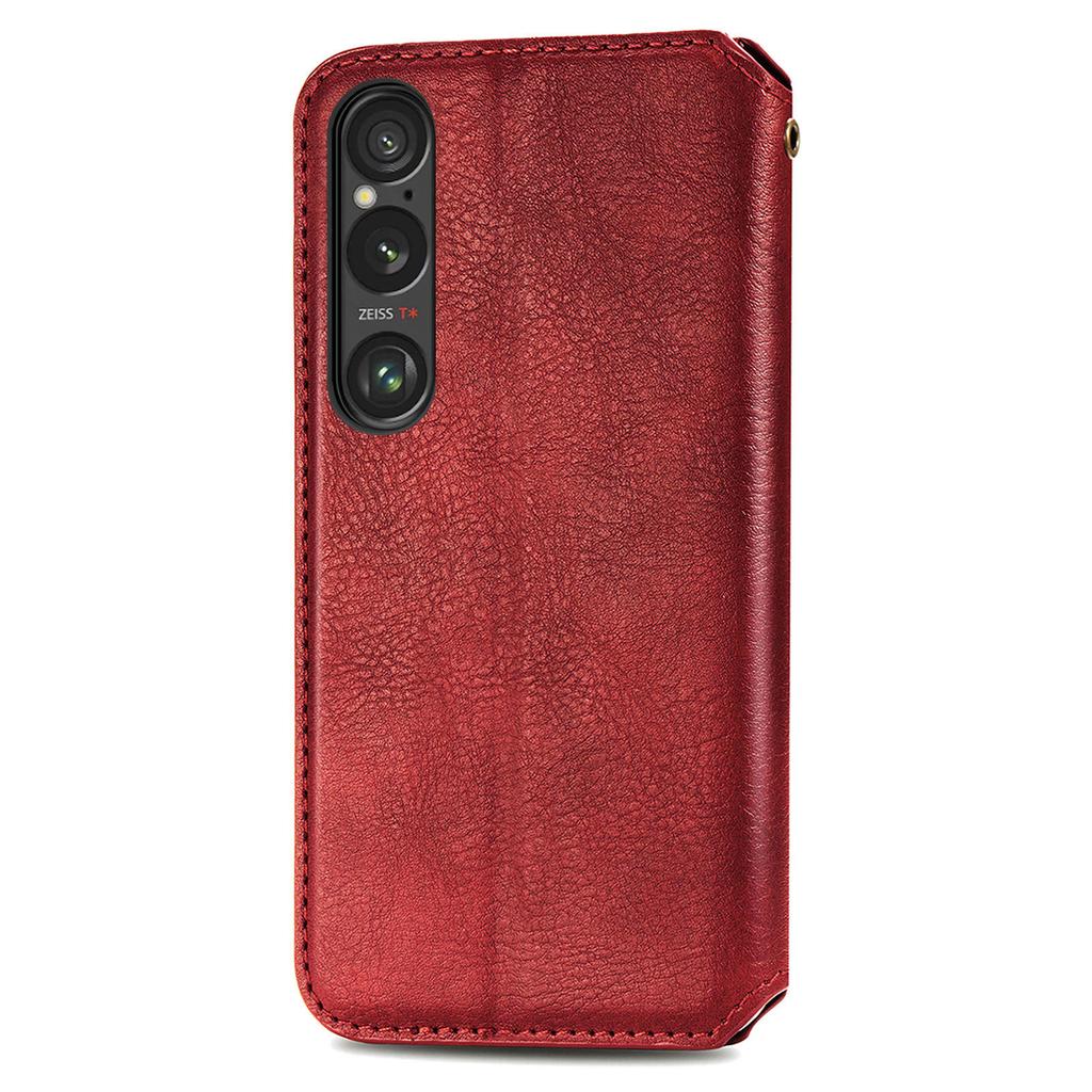 For Sony Xperia 1 VI PU Leather Case Rhombus Imprint Wallet Stand Phone Cover