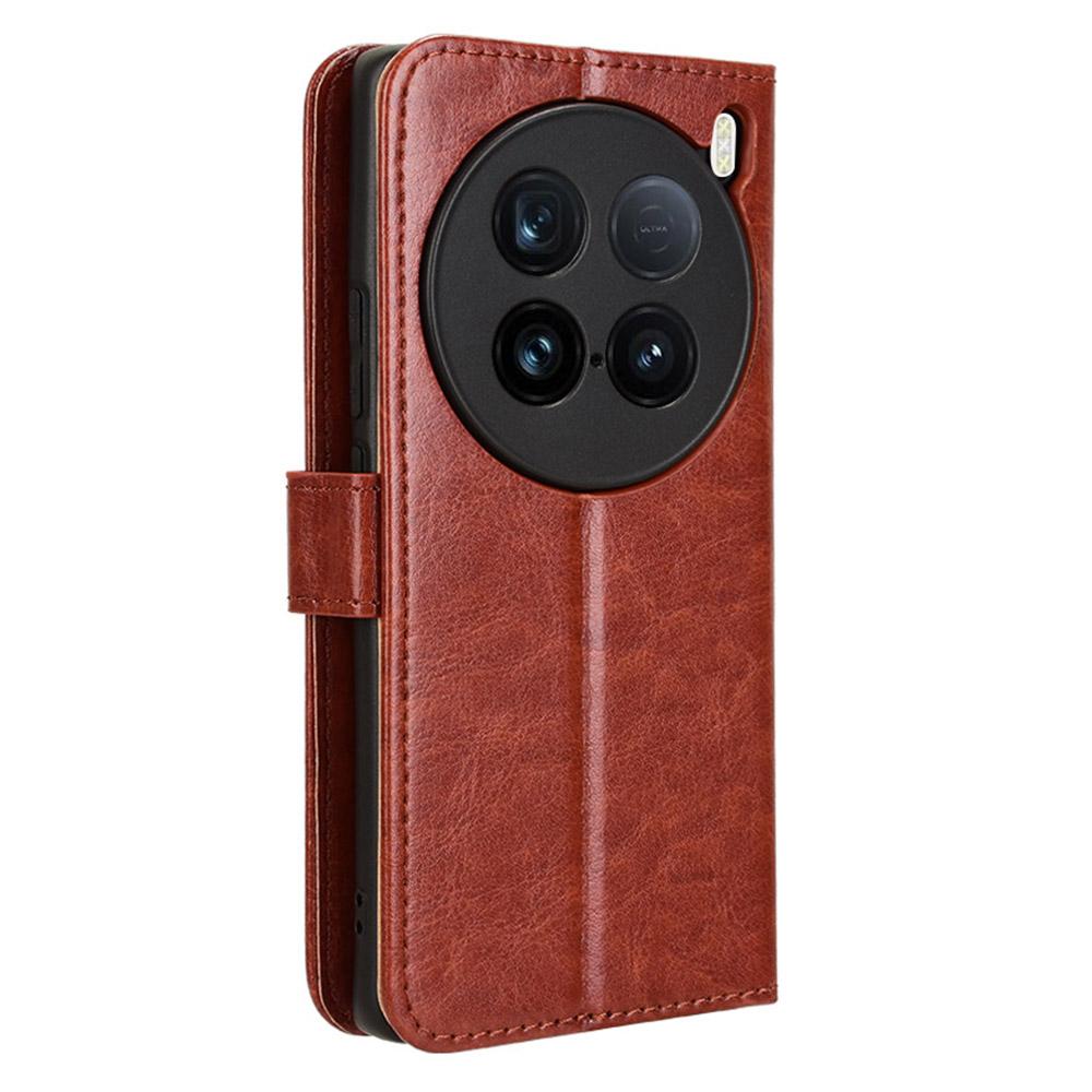 Для vivo X100 Ultra 5G Защитный чехол Кожаный кошелек Чехол для телефона Текстура Crazy Horse