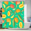 Colorful Fruit Shower Curtain Vivid Pattern with Mangoes Peaches on Green Background Waterproof Fabric for Bathroom Decoration