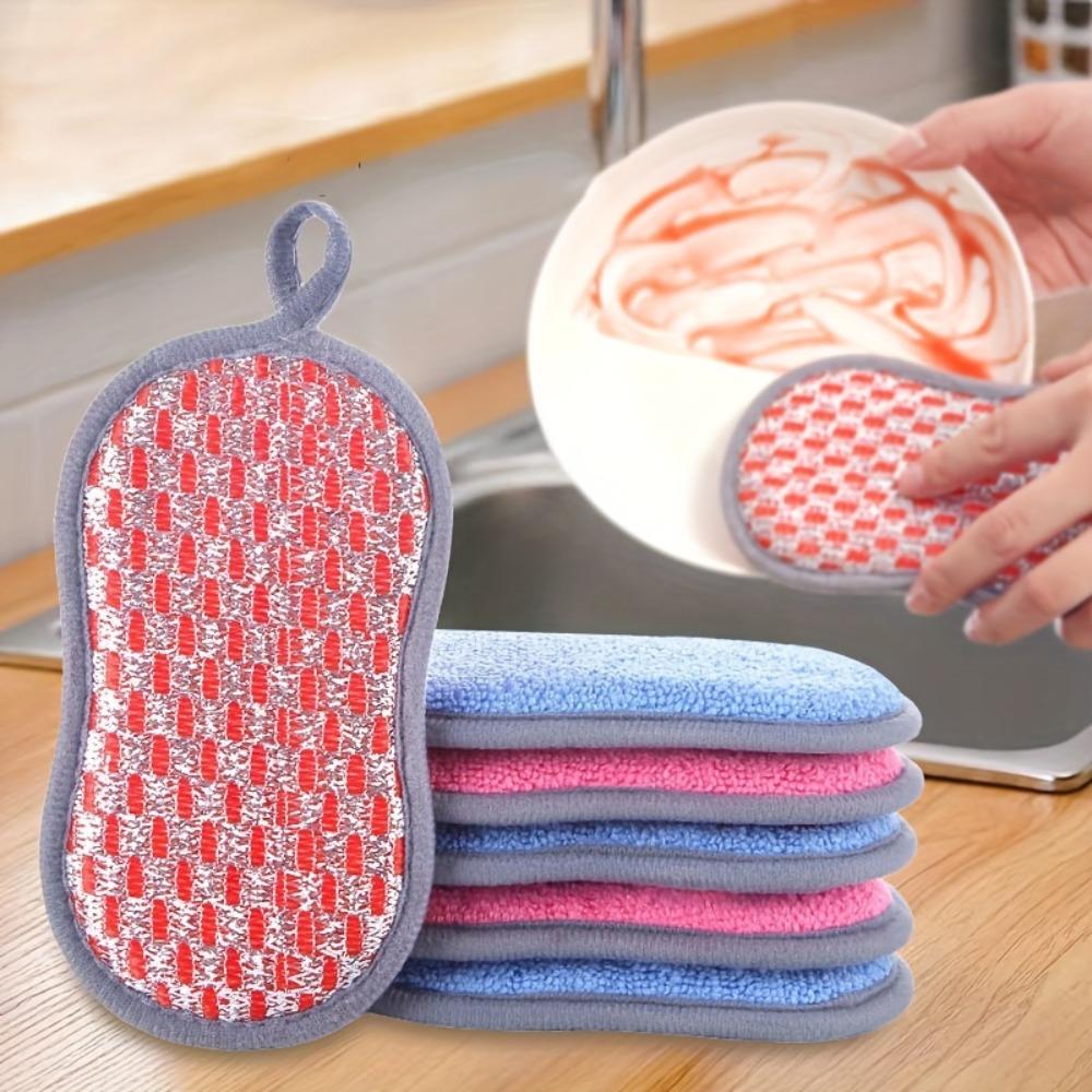 3/5pcs, Kitchen Dishwashing Sponge, Does Not Hurt Pot Brush Pot Artifact, Household Double-sided Cleaning Sponge Wipe, Scouring Pad