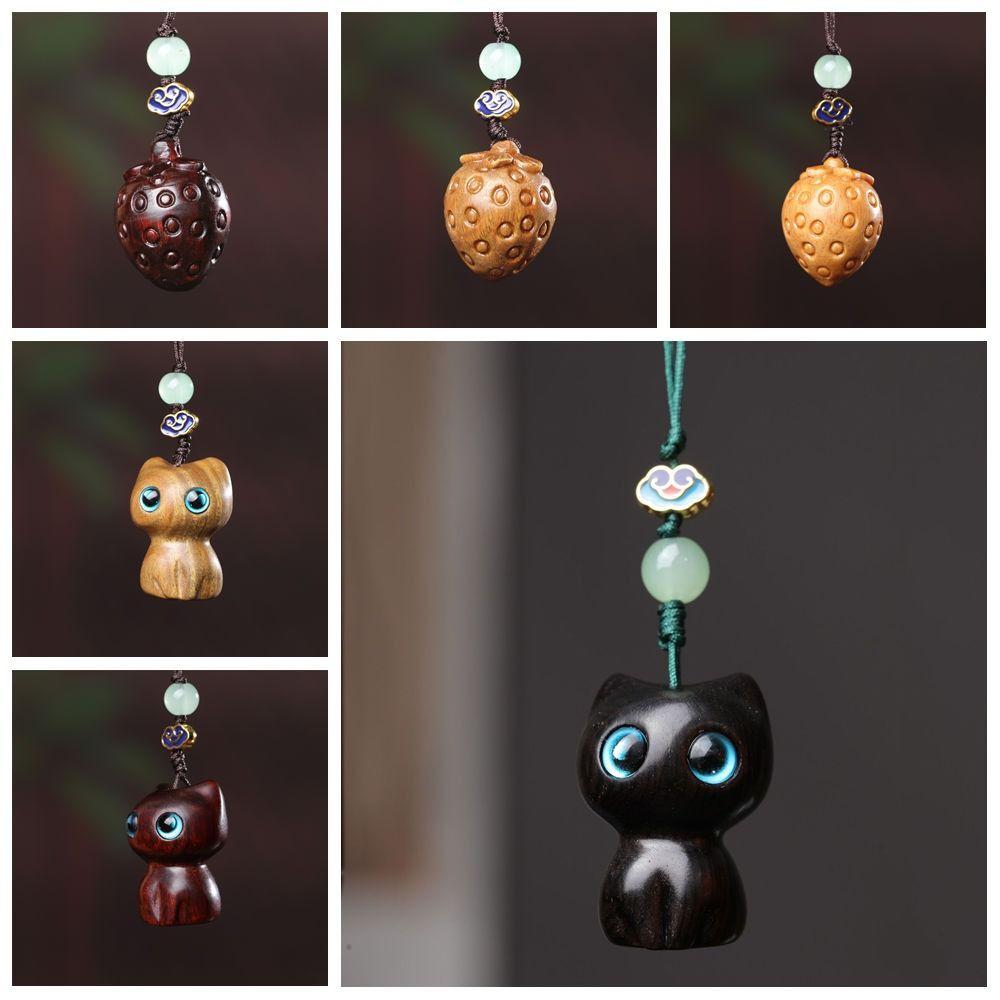 Китайский стиль сандалового дерева брелок кулон брелок ремешок милый мобильный телефон кольцо для женщин