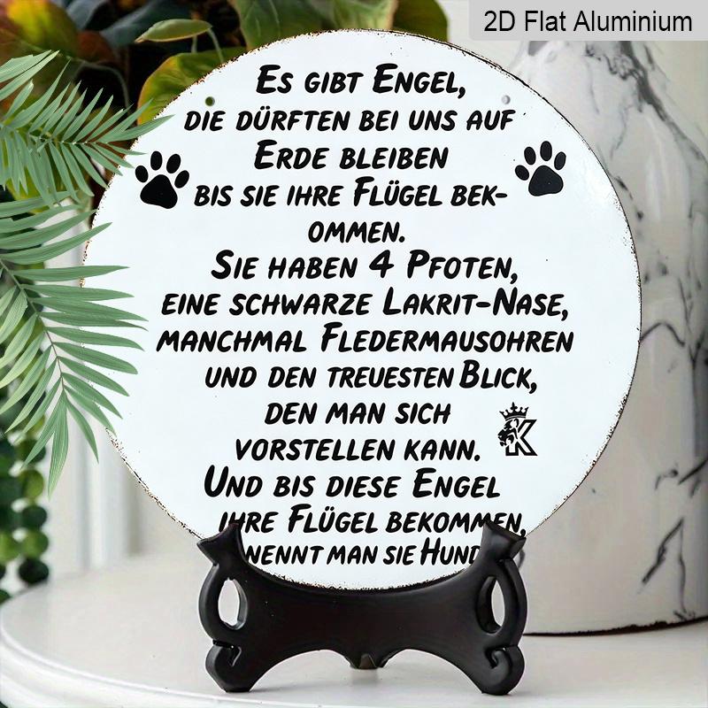 2D Flat Aluminum Vintage Signage Wall Decoration, Various Sizes, German-language Pet Keepsake Plaque Designs. Suitable for Cafes, Living Rooms