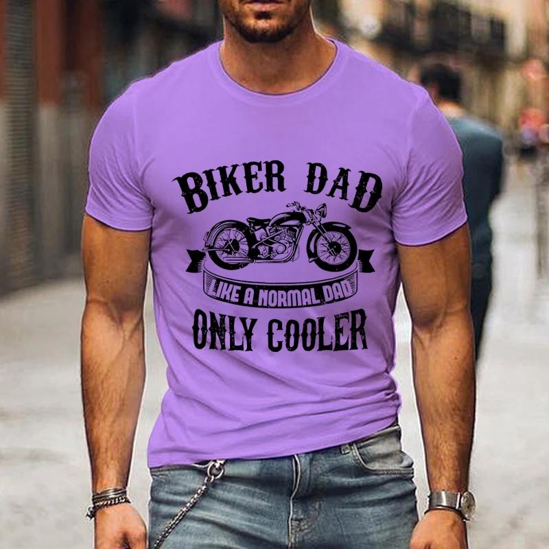 Футболка с графическим принтом Biker Dad Only Cooler для мужчин, летняя черная футболка с коротким рукавом в винтажном стиле, забавная модная футболка ко Дню отца для мужчин