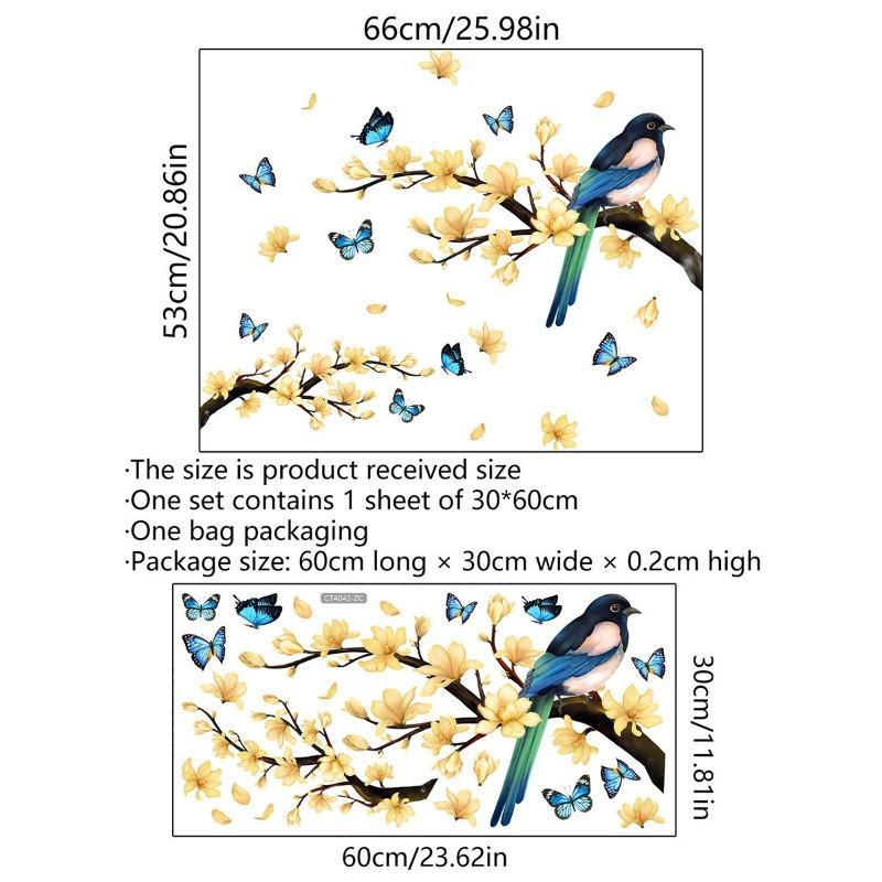 Красочные цветы и бабочки Электростатическая наклейка на стену для окон