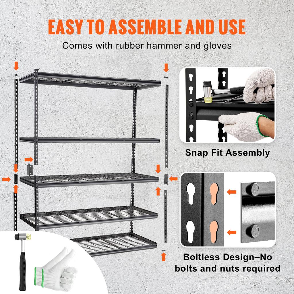 SucceBuy 5-Tier Adjustable 2000 lbs Storage Shelving Unit Heavy Garage Shelves Organizer Wire Rack for Kitchen Pantry Basement