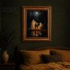 Spooky Home Wall Decoration Vintage Cute Ghost Canvas Art, 2 Ghosts Campfire Art for Living Rooms Hanging Poster, Gothic Halloween Bedroom Room