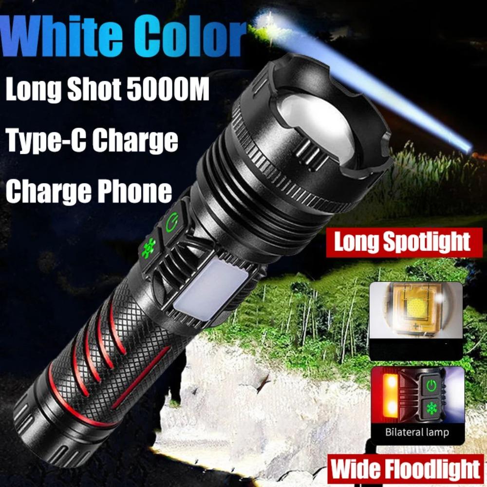Портативный мощный светодиодный фонарик COB Side Lamp с дальним светом из алюминиевого сплава Type-C, перезаряжаемый для походов на открытом воздухе, рыбалки
