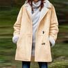 Women's Fashionable Coat Solid Color Long Sleeved Pocket Loose Button Plush Jacket