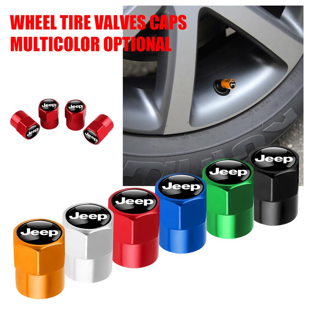 4Pcs Car Styling Aluminium Alloy Wheel Tire Valve Cover Caps Auto Accessories For Jeep Gladiator Compass Grand Cherokee Wrangler KUBEL1