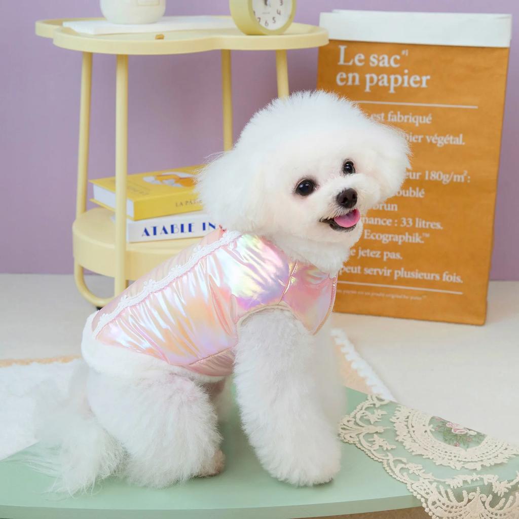 Осенне-зимняя одежда для собак, однотонная одежда из хлопка для собак, узорчатая одежда с пайетками, плюшевая одежда для маленьких и средних собак, одежда для щенков