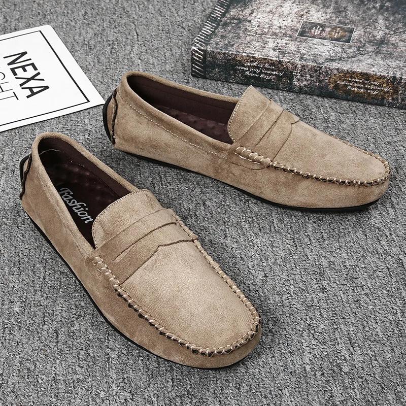 Трендовая замшевая мужская повседневная обувь, дышащая удобная мужская обувь без шнуровки, модная мужская обувь для ленивых, роскошные брендовые лоферы, мокасины