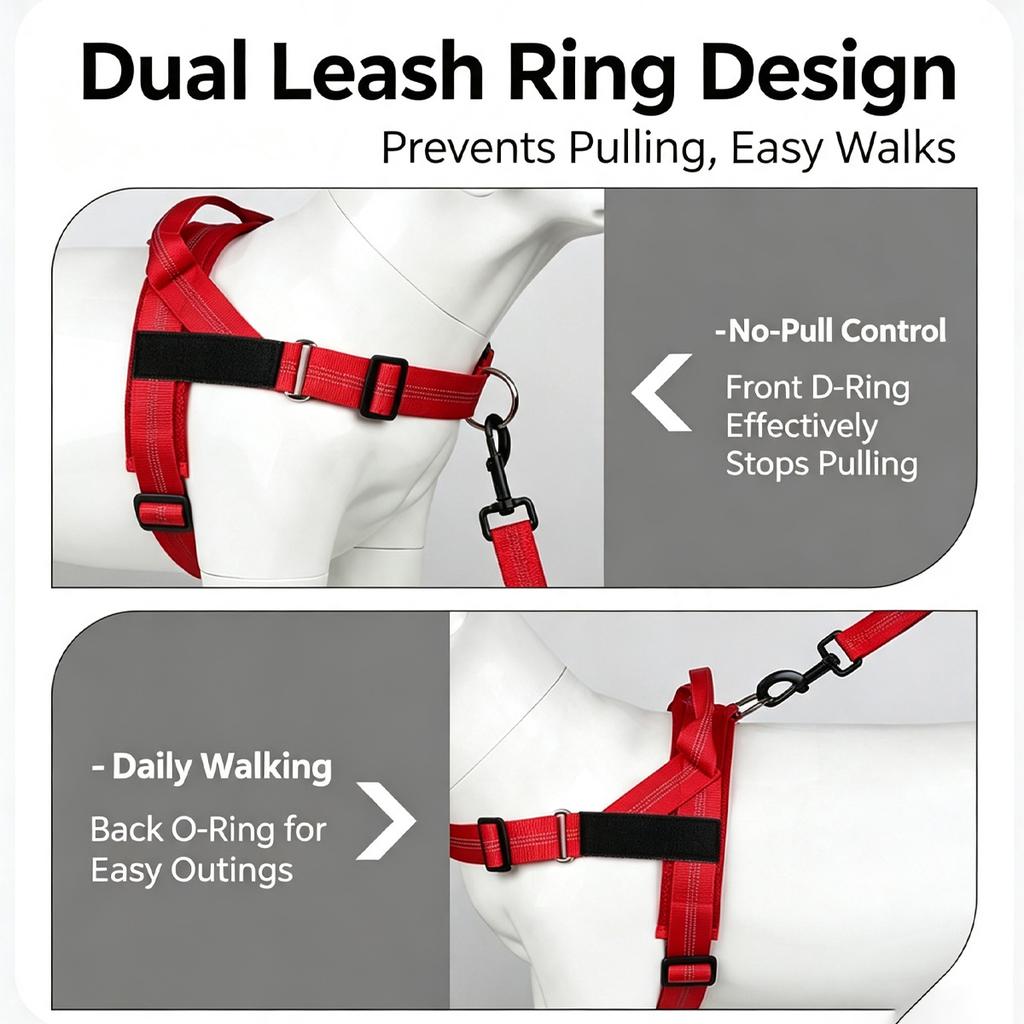 Шлейка для собак против натяжения для собак всех размеров, дышащая сетка, мягкая подкладка, регулируемая, светоотражающая, с ручкой, легкий контроль, мягкая подкладка, для прогулок и дрессировки собак