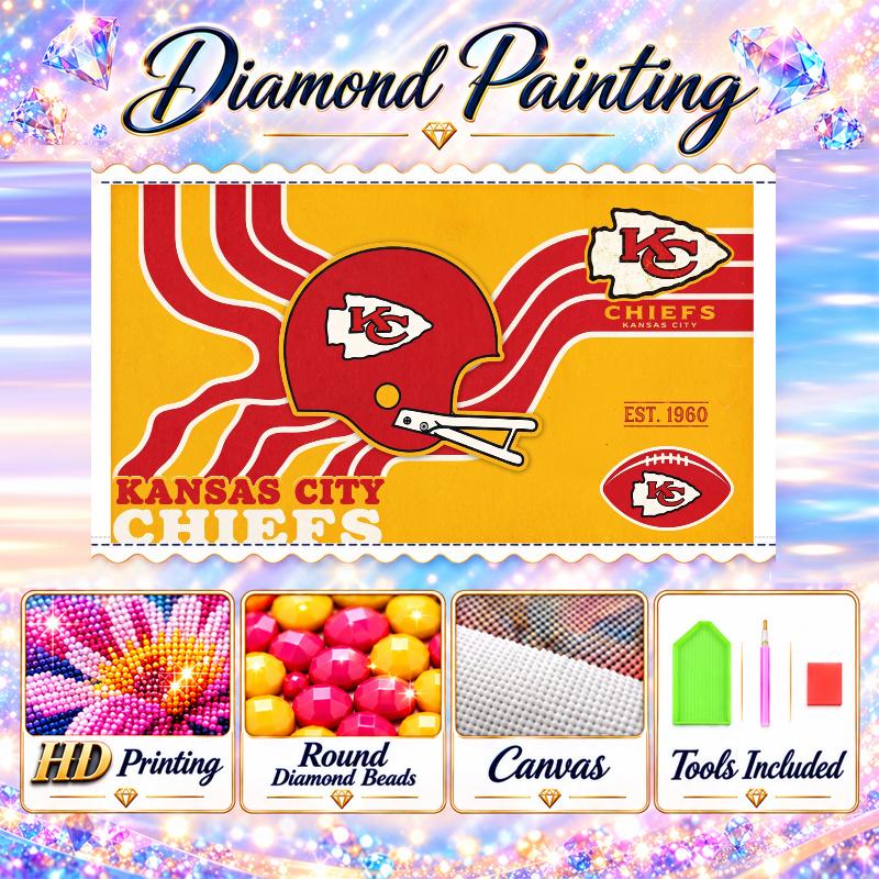 Kansas City Chiefs 5D Diamond Painting Kit DIY Full Drill Diamond Art Home Wall Decor