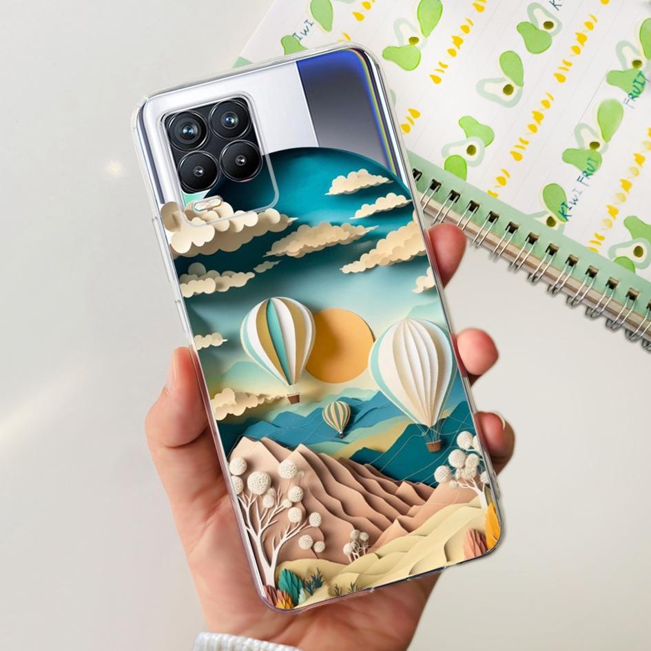 Чехол для Realme 8 Pro Модный Цветок Сердце Мягкий Силикон Прозрачная Крышка Для Realme 8 5G RMX3241 Funda на Realme8 RMX3085 Coque