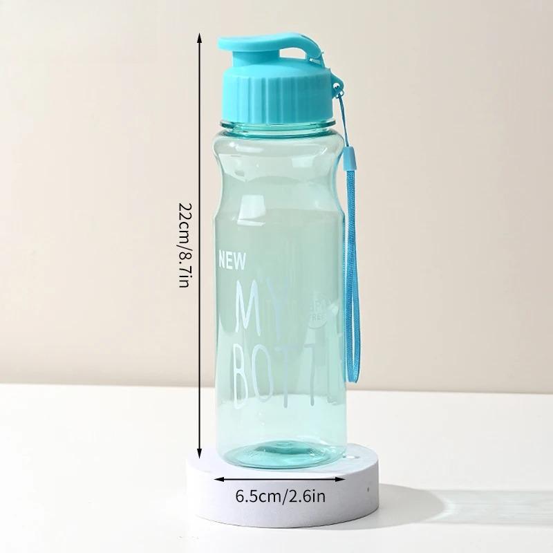 600ML Transparent&Portable Leak-proof Shaker Sports Water Bottle with Lid for School Gym Travel Girl Boy BPA Free