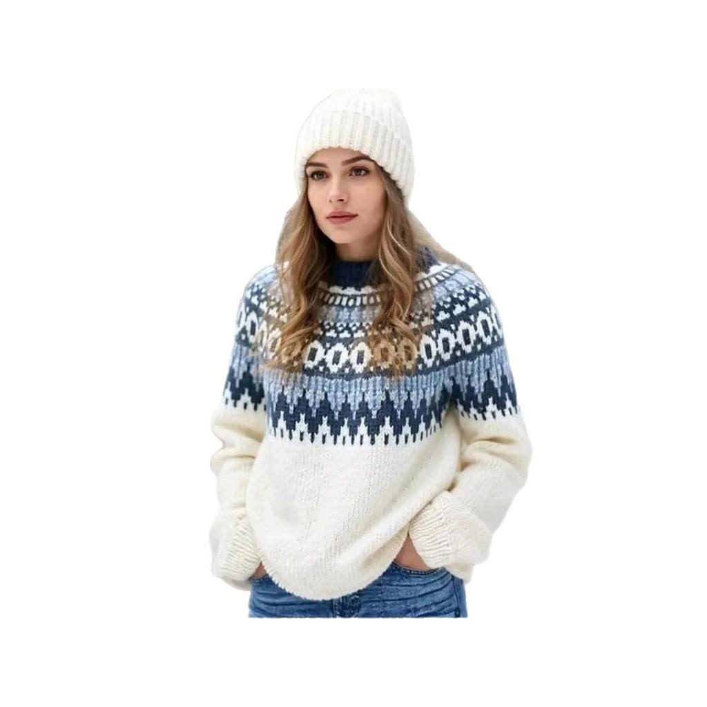 2026 Women's Versatile Color Block Knit Sweater - Sweet, Comfortable, Casual, and Loose Top in Stock