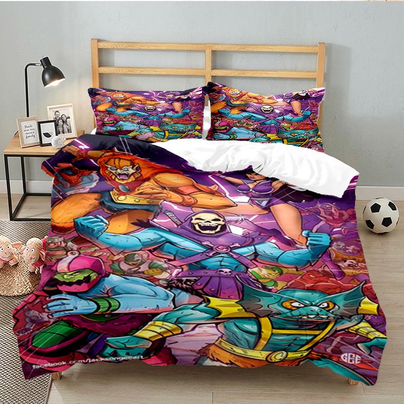 3PCS Heman Bedding Set Printed Duvet Cover Closure Includes 1 Duvet Cover & 2 Pillowcases for All Seasons Bedroom Decor