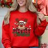 Women's Festive Christmas Reindeer & Plaid Graphic Sweatshirt, Casual Loose Fit, Long Sleeve, Crew Neck Sweatshirts for Winter