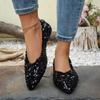 Sparkling Pointed Shallow Mouth Single Shoe Flat Bottom Casual Women's Shoes Large Casual Shoes