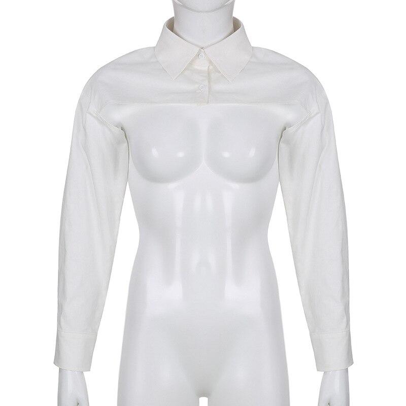 Женская кофта-накидка 2023 года с лацканами, свободная блузка с неровным подолом, укороченный топ, воротник, на пуговицах, с длинным рукавом, рубашка-туника, защитные от солнца топы