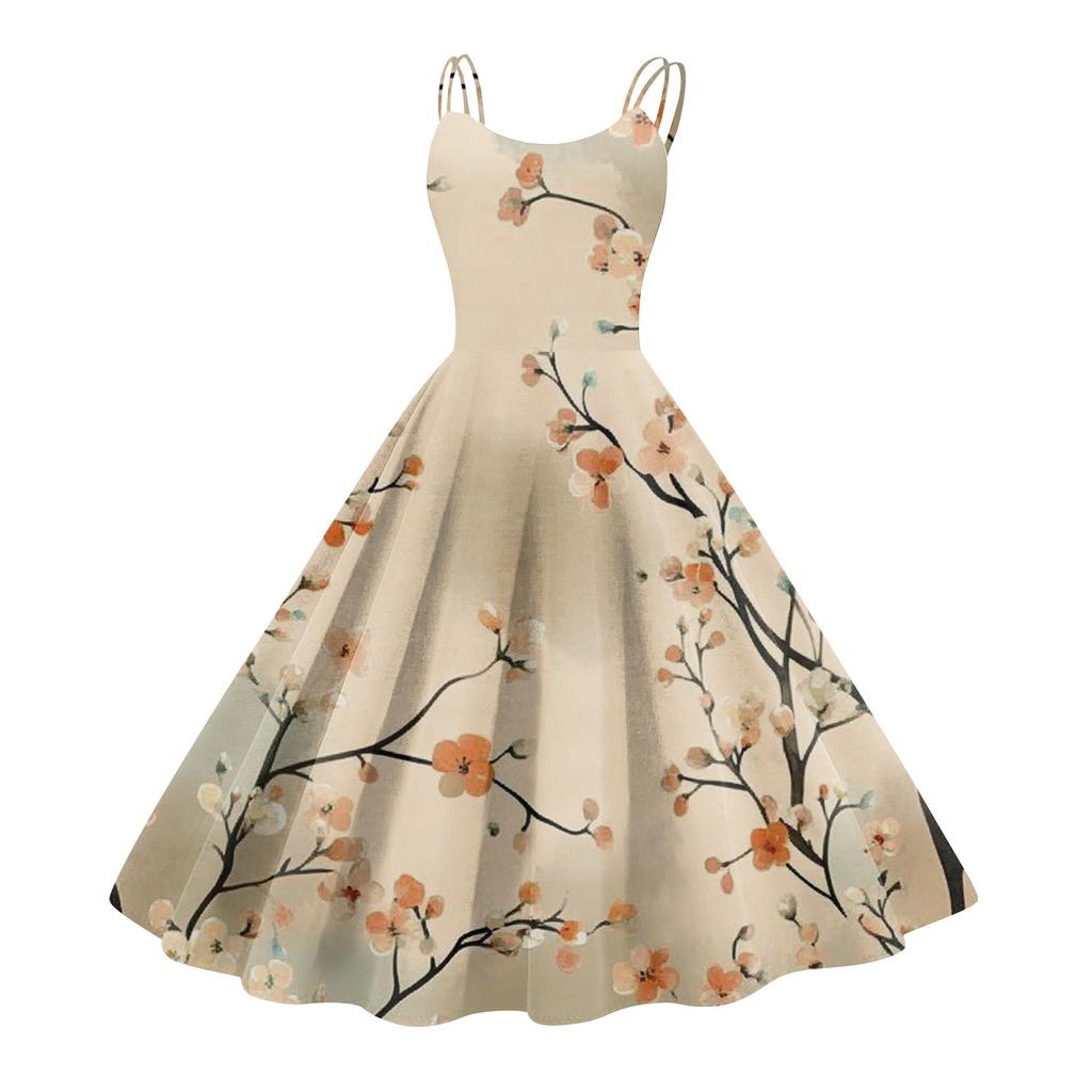 Женское повседневное модное платье с цветочным принтом, сексуальное с открытыми плечами, панк-ретро платье, ретро платье