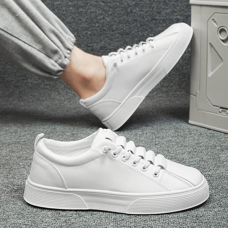 2025 Новые классические черные туфли, мужские модные кожаные кроссовки, удобные мокасины без застежек, кроссовки на плоской подошве, мужские повседневные туфли для скейтбординга