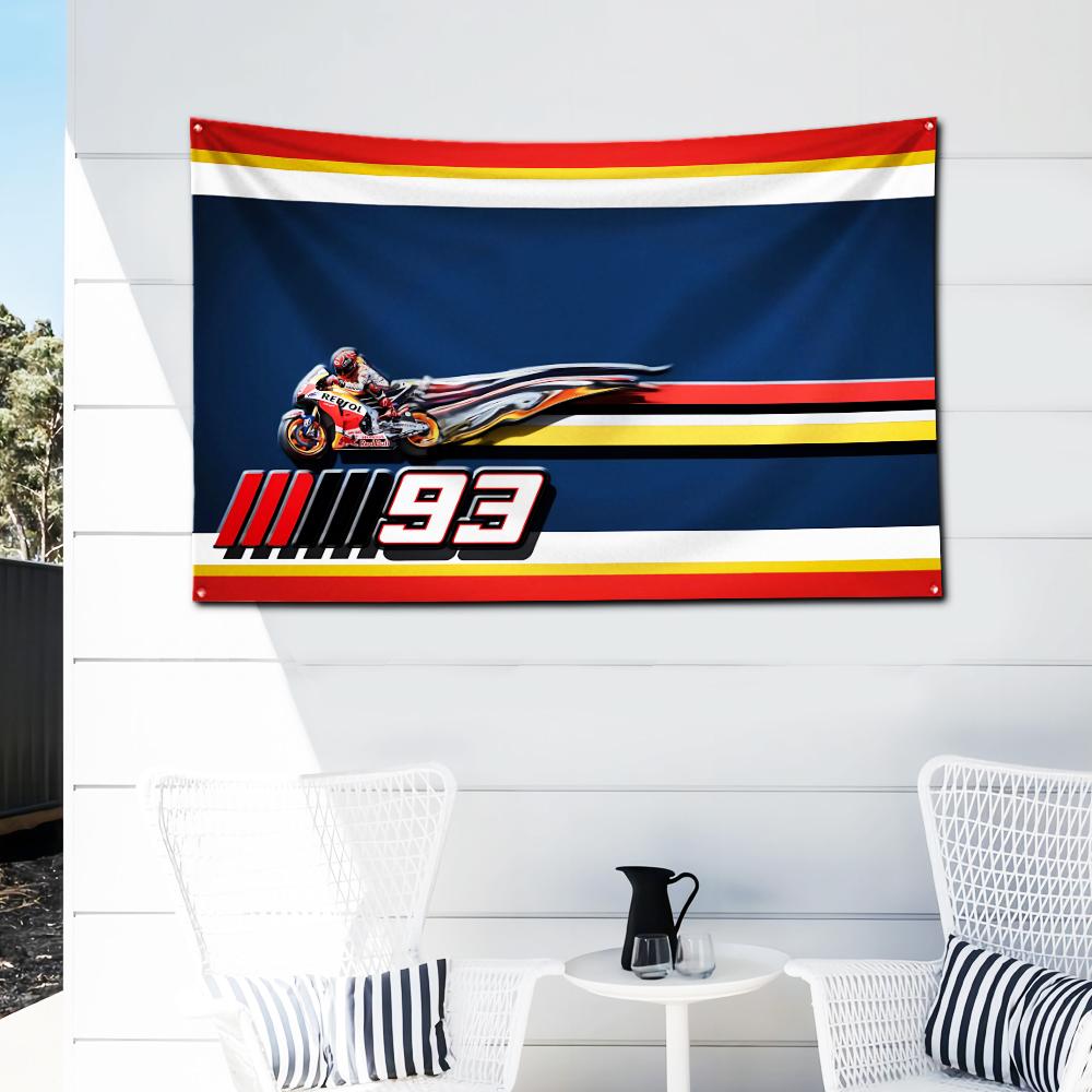 Hot Sale Moto Marquez Marc 93 Flag Polyester Digital Printing Banner For Garage Wall Art Out Door Decoration Car Club Tapestry