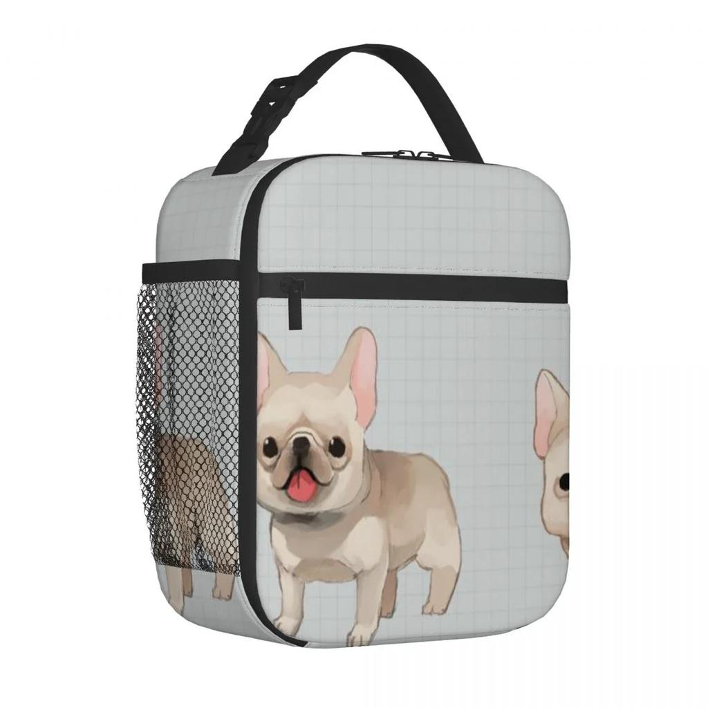 Французский бульдог мультфильм сумка для ланча портативный алюминиевая фольга утолщенный изолированный сумка для ланча подарочный водонепроницаемый сумки для ланча