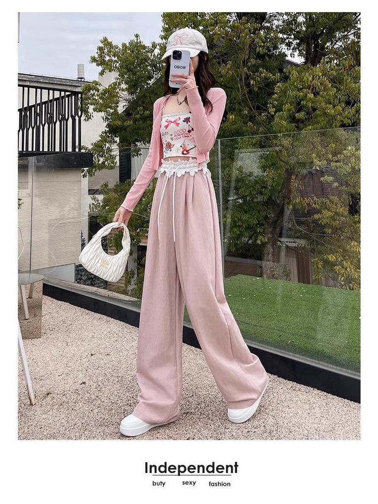 2025 Spring French Lace High-Waist Wide-Leg Trousers