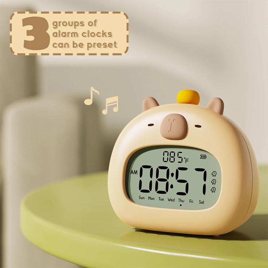 Capybara LED Digital Alarm Clock USB Rechargeable Timer Countdown Bedside Night Lights For Kids Birthday Gift Desk Decor