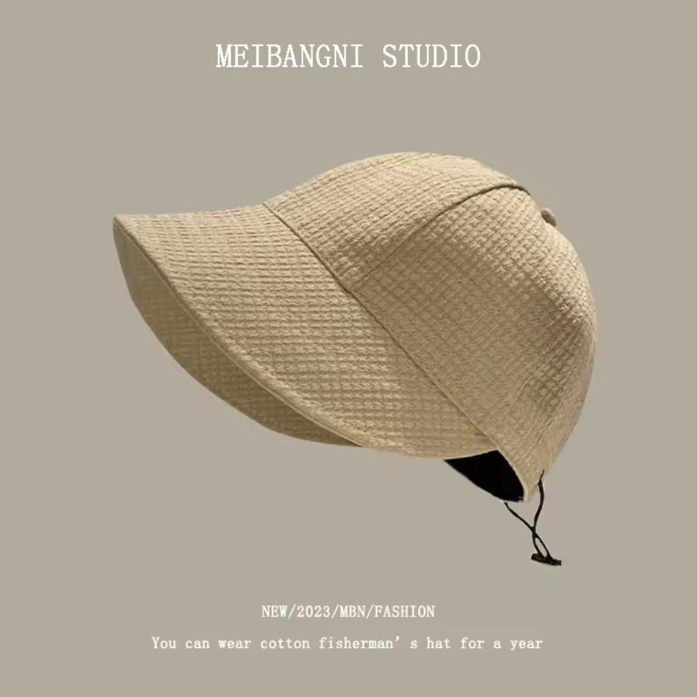 Waffle Sun Hat Foldable Peaked Cap Casual Fisherman Cap  Summer