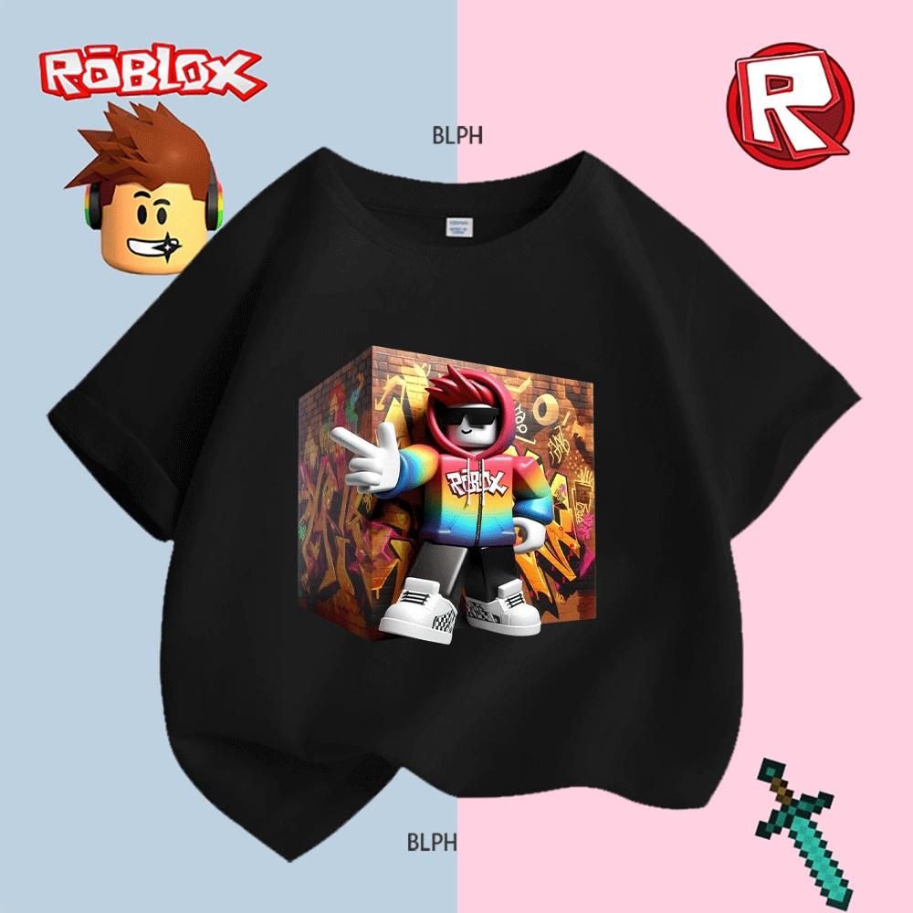 Детская футболка Roblox, яркий дизайн худи, модный повседневный топ для мальчиков и девочек