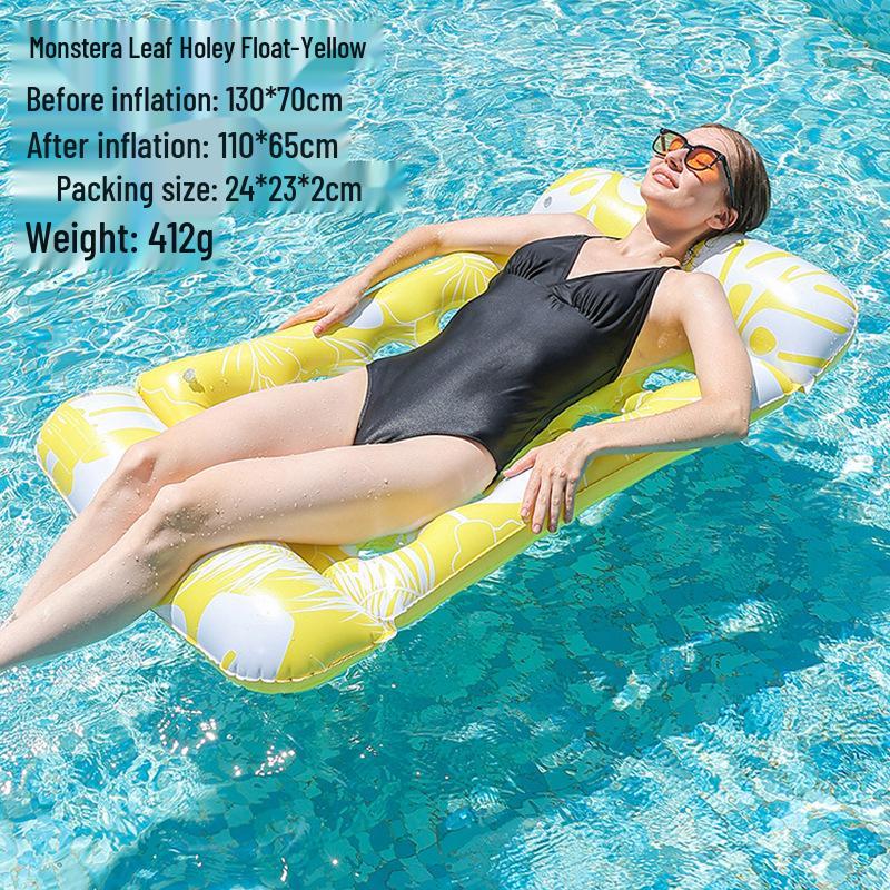 Inflatable Leaf Hole Water Lounger: Single Adult Floating Raft