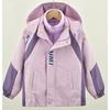 Girls' Spring, Autumn and Winter Clothes, Western Style, Children's Detachable Jacket, Plus Velvet Cartoon Color Matching Three-in-one Warm Jacket