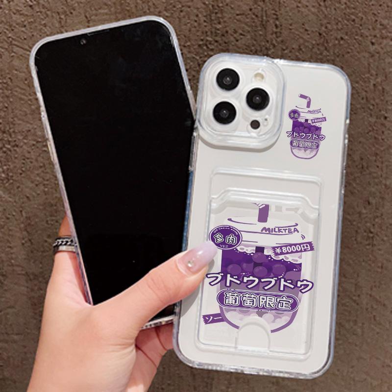 Card Slot Holder Silicone Wallet Pocket Case For iPhone 14 16 15 Max Infinix Note 30 Xiaomi Redmi Note 9 Oppo Reno 12 13F 14F Cover Clear Phone Bumper