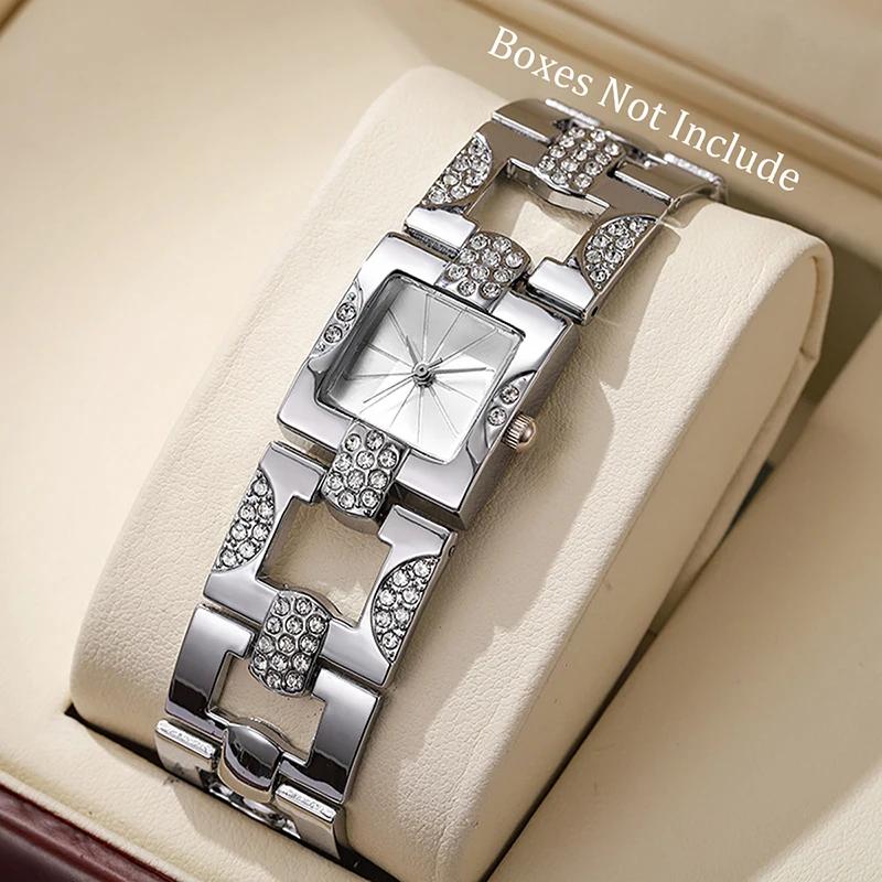 New Fashion Women Luxury Watches Ladies Square Stainless Steel Quartz Watch for Women Bracelet Wristwatch Relogio Feminino