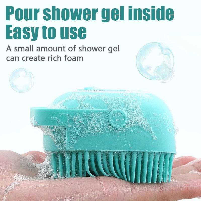 Pet Grooming Silicone Bath Massage Brush Reusable Shampoo Injection Design Dog Cat Cleaning Accessory
