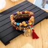 Европейский и американский многослойный браслет с бахромой из деревянных бусин в стиле ретро, эластичный браслет «Древо жизни», креативный браслет