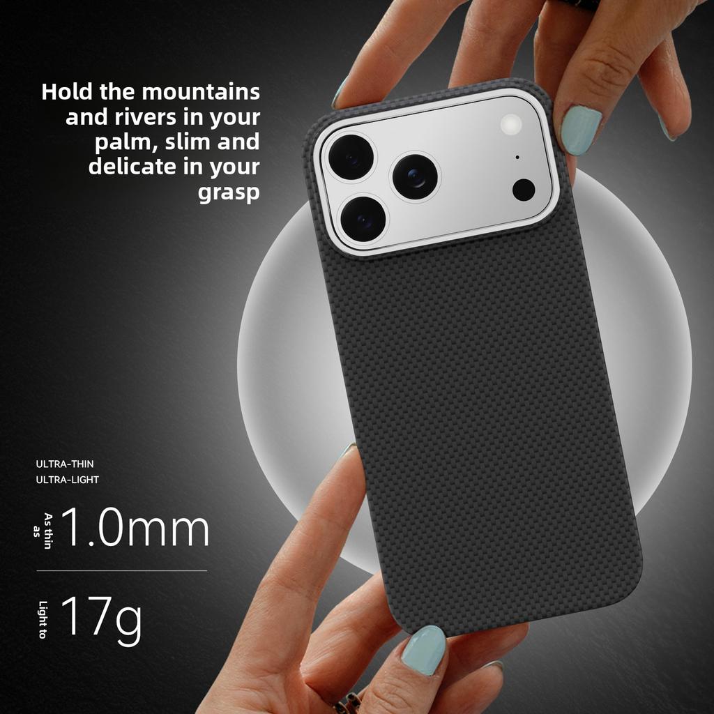 Роскошный магнитный чехол из углеродного волокна для iPhone 17 Pro Max 16 15 14, удобный захват, ударопрочный, легкий, деловой чехол