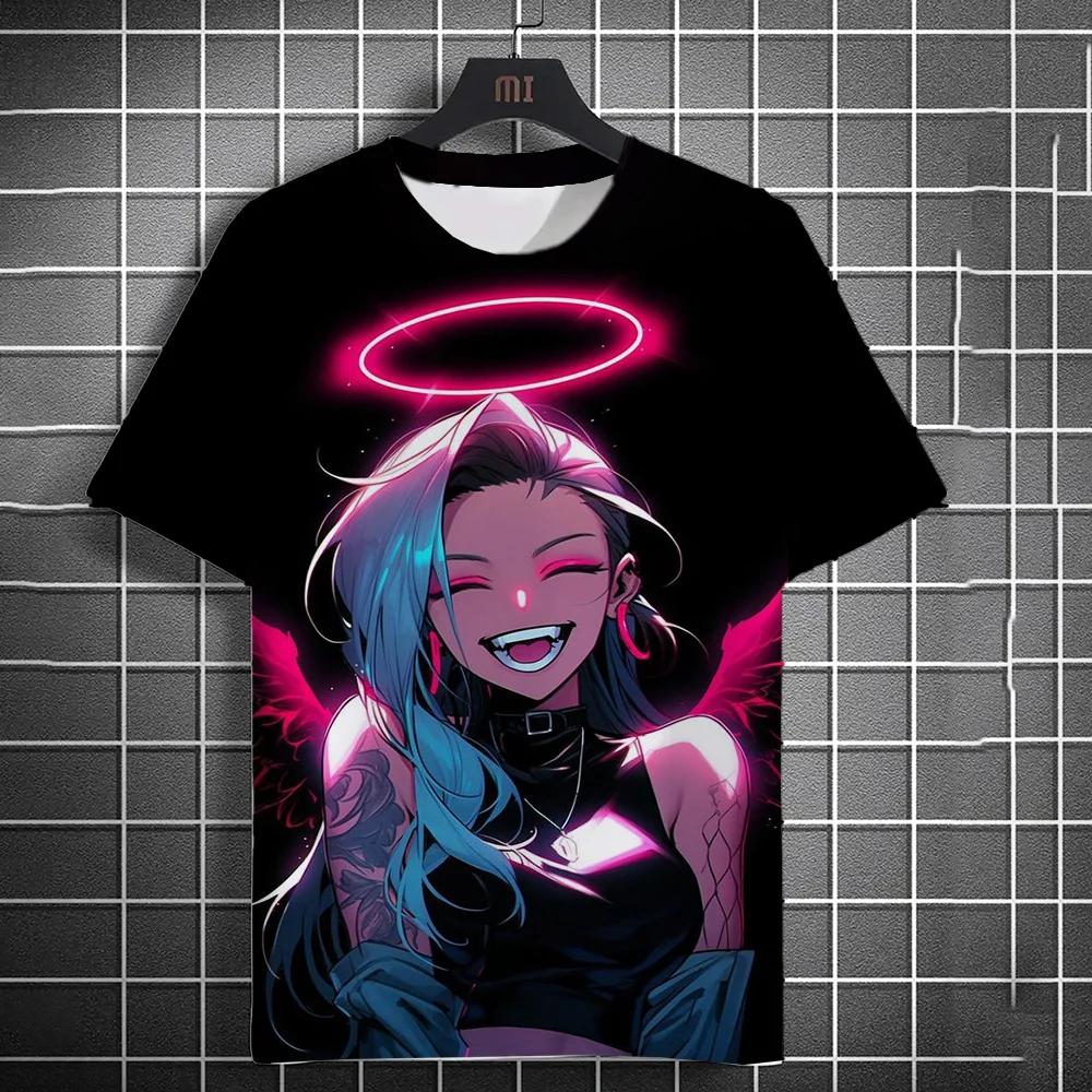 Мужская футболка с рисунком из мультфильма «Сексуальная девушка», летние повседневные футболки в стиле Харадзюку, 3D-принт, хип-хоп, топы с круглым вырезом