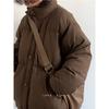 Winter Japanese Style Unisex Plaid Padded Jacket Thick Warm Stand Collar Cotton Coat Men Women