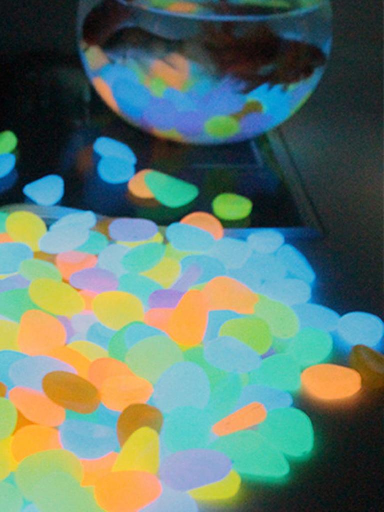 100 шт.-Маленький светящийся камень, светящаяся галька, сад, аквариум, ландшафтный флуоресцентный камень - случайный цвет