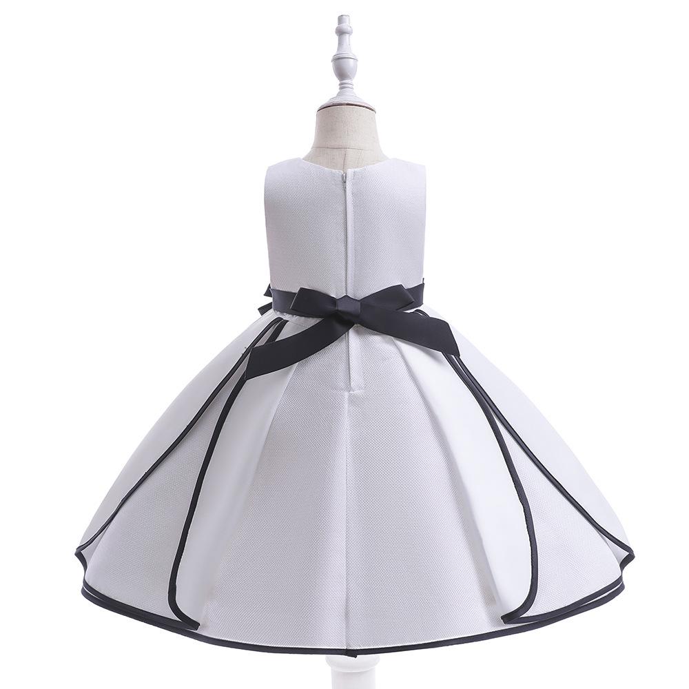 Платье принцессы на день рождения для девочек в западном стиле: Черно-белое свадебное платье для девочек-цветочниц для маленьких детей