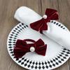 6pcs Festival Banquet Wedding Napkin Rings Luxury Velvet Bow Pearl Table Decoration Restaurant Decoration Tableware Accessories