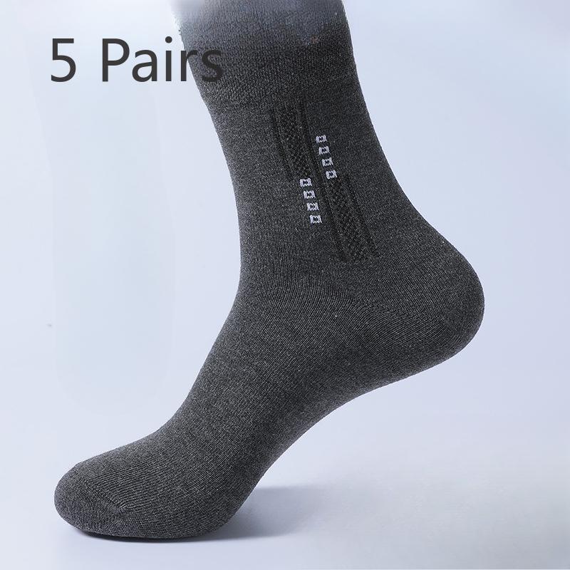 5 Pairs of Male Spring and Autumn All Kinds of Simple Business Sweat Absorption Breathable Tube Socks