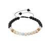 6MM Faceted Labradorite Crystal Adjustable Braided Bracelet Black Obsidian Round Bead Unisex Chakra Healing Woven Bangle Gift