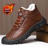 2025 Men's Plush Thickened Martin Boots: Versatile Spring/Winter Leather Snow & Cotton Shoes