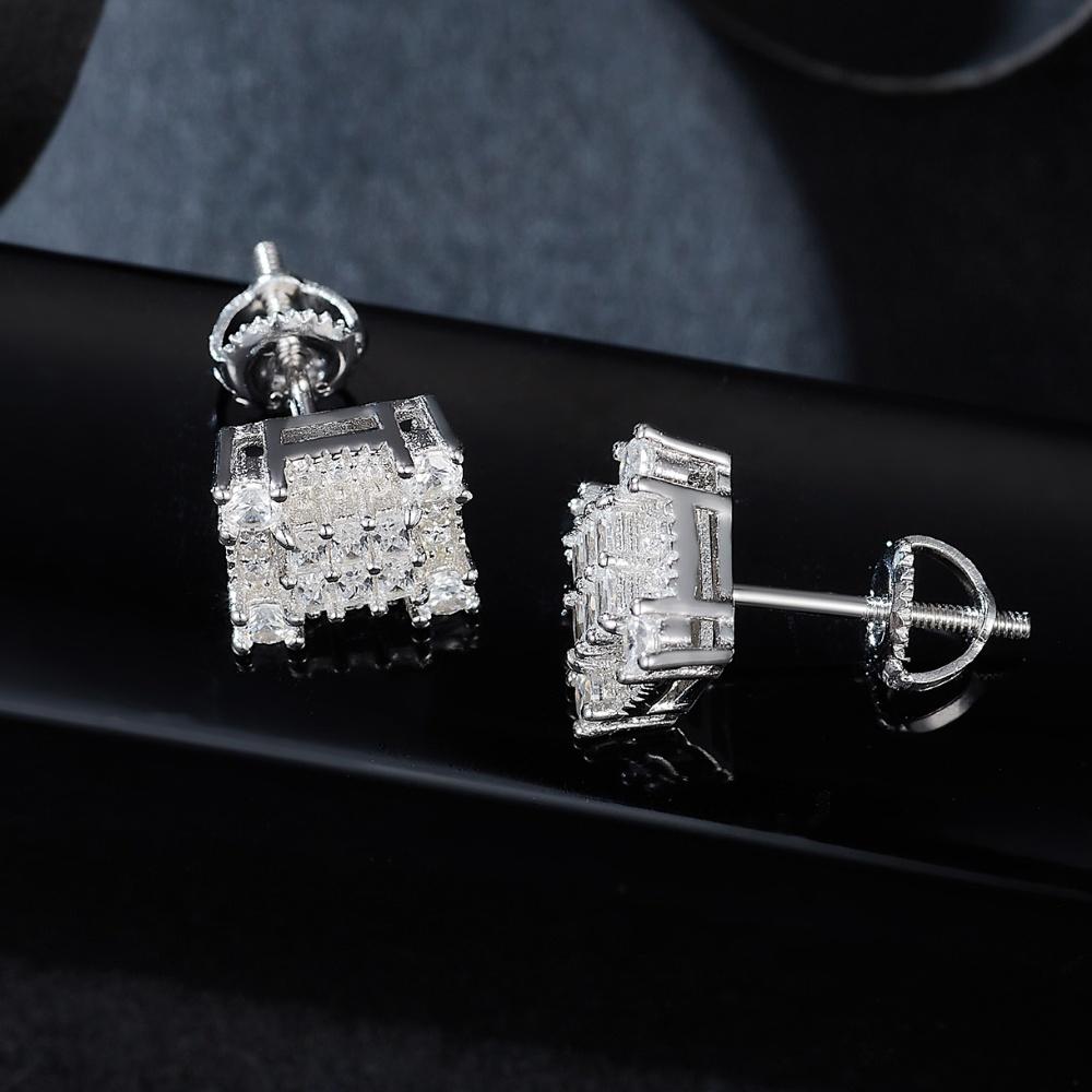 Квадратные серьги из серебра 925 пробы с муассанитом для невесты Женские серьги из стерлингового серебра 925 пробы с муассанитом
