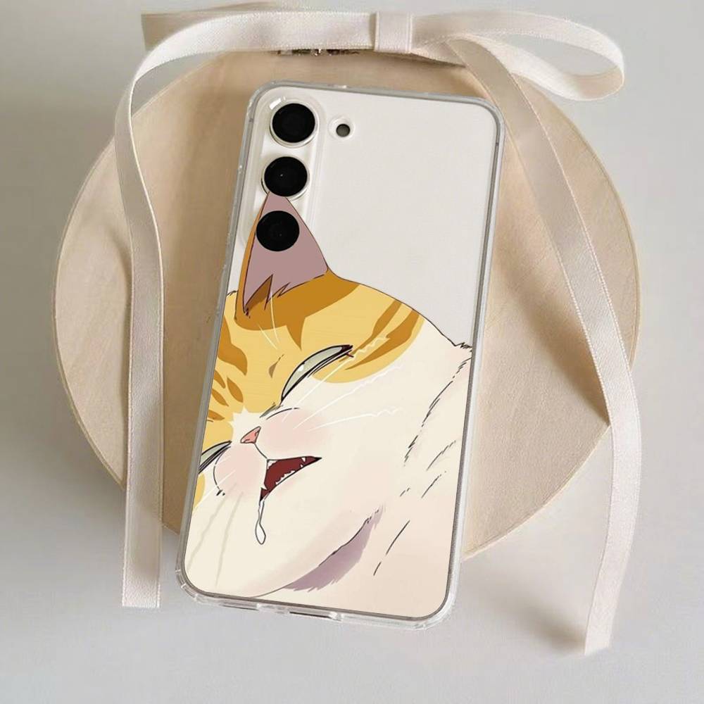 Мультяшный чехол для телефона с кошкой для Samsung Galaxy S21 S22 S23 S24 S25ULTRA FE Ultra Plus5G A52S Прозрачная крышка