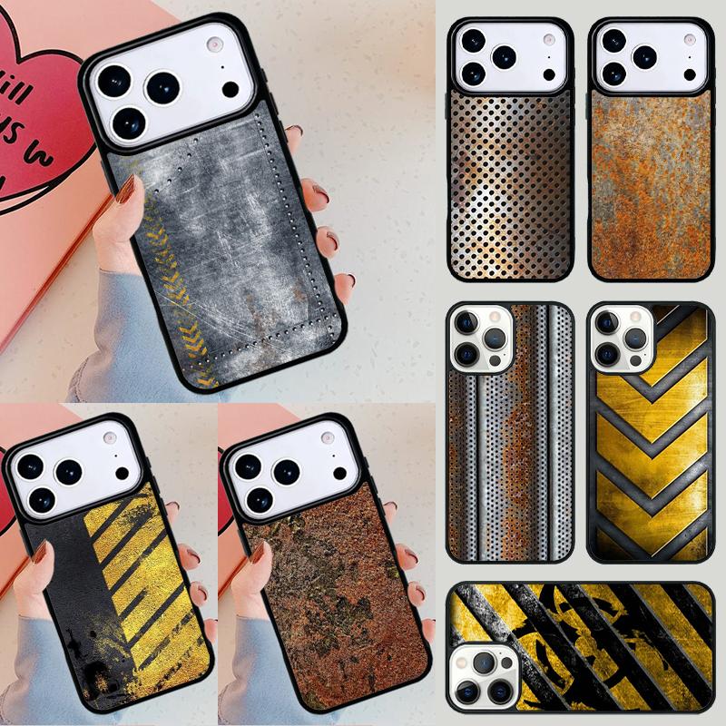Grunge Texture Perforated Metal Phone Case For Apple iPhone 17 Air 16E 15 14 Plus 13 12 11 Pro Max Mini Funda Cover